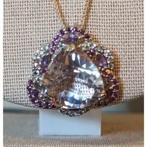 925 Lavender Faceted Trillion Cut Amethyst W/ Marquis Stones & Rounds Necklace